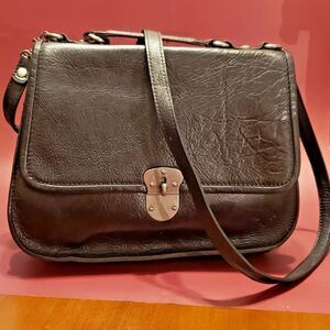 Preowned Patricia Nash Black Leather Messenger Bag -Rare, in excellent condition